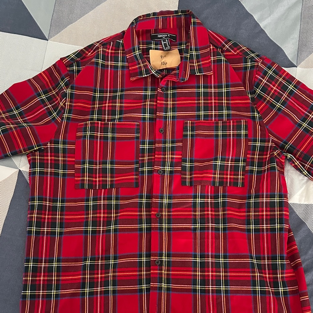 Forever 21 Red Plaid Button Down Shirt
